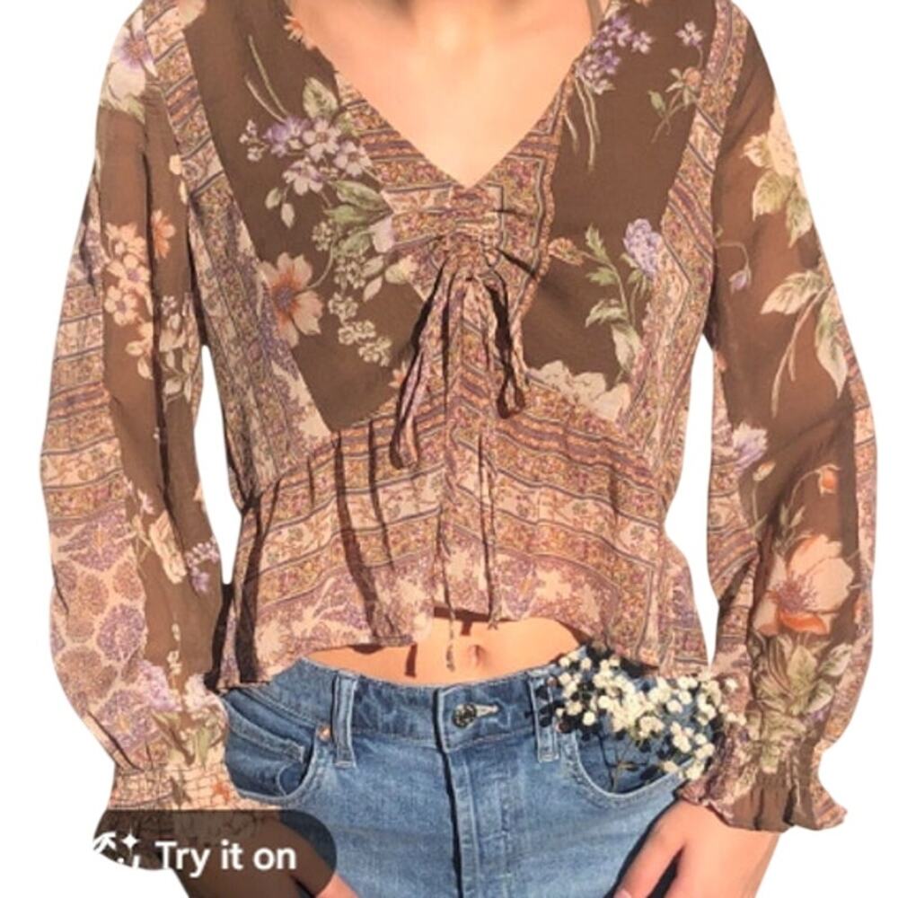 AE American Eagle Floral Long Sleeve Top XL
